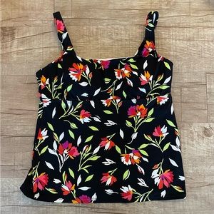 Lands End Floral Print Tankini Top Size 12